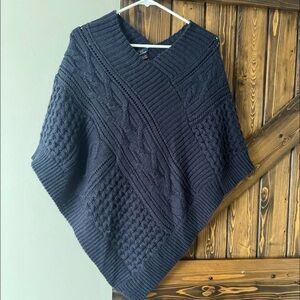 Brooks Brothers Dark Blue Cable Knit Poncho